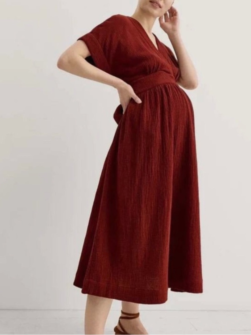 Hatch Deep Rust Red Midi Dress